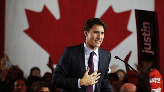 Liberal Party leader Justin Trudeau gives his victory speech after Canada's federal election in Montreal